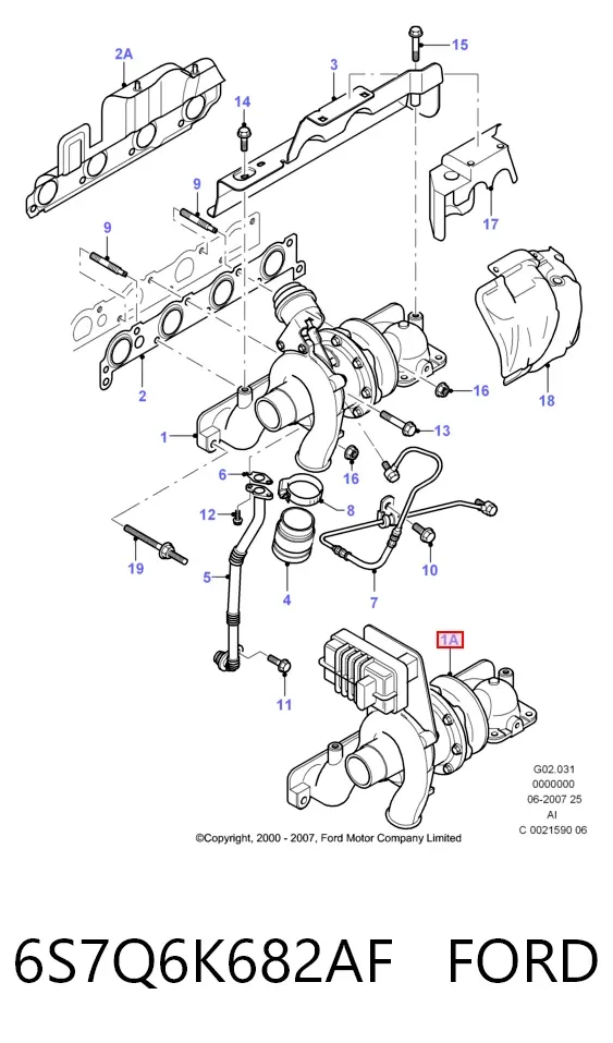 Турбина 6S7Q6K682AF Ford