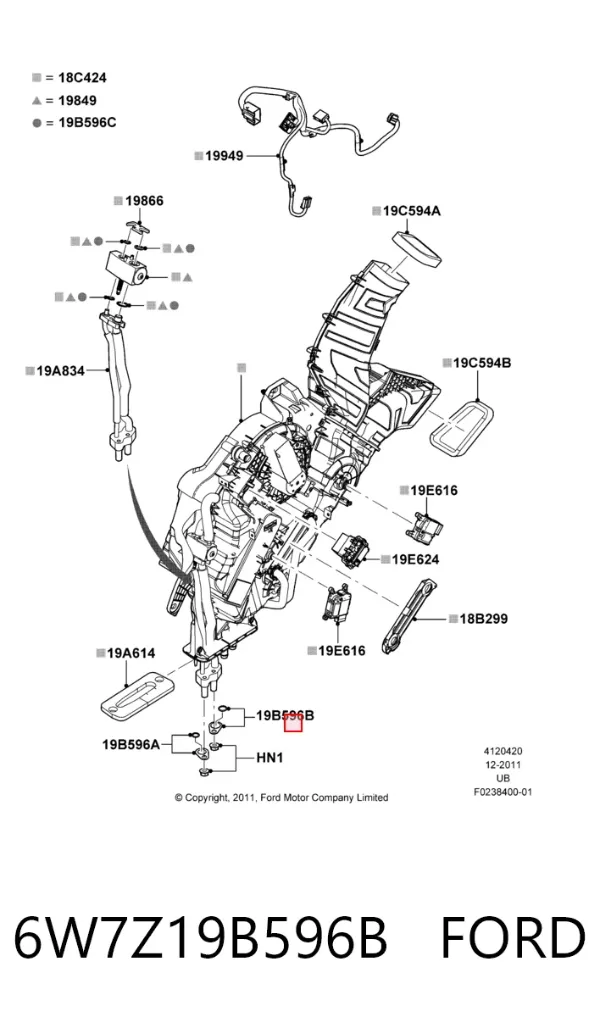 Кольцо уплотнительное шланга компрессора нагнетательного 6W7Z19B596B Ford