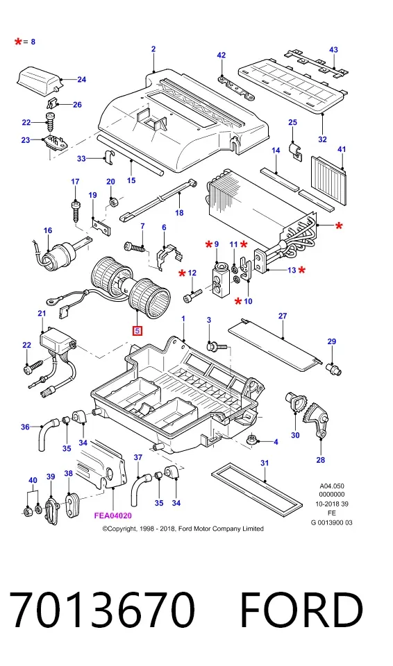 Мотор вентилятора кондиционера 7013670 Ford