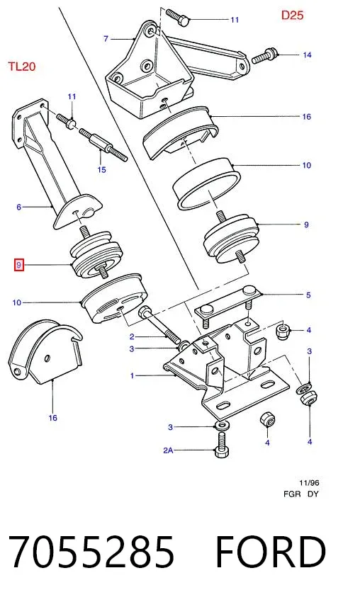 Левая подушка двигателя 7055285 Ford