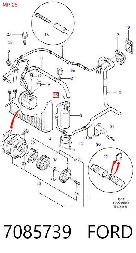 Датчик давления кондиционера 7085739 Ford