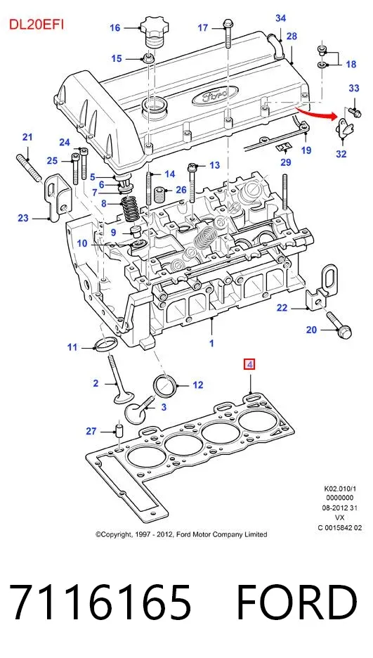 Прокладка ГБЦ 7116165 Ford