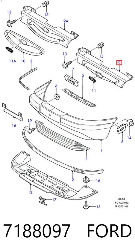 Решетка радиатора 7188097 Ford