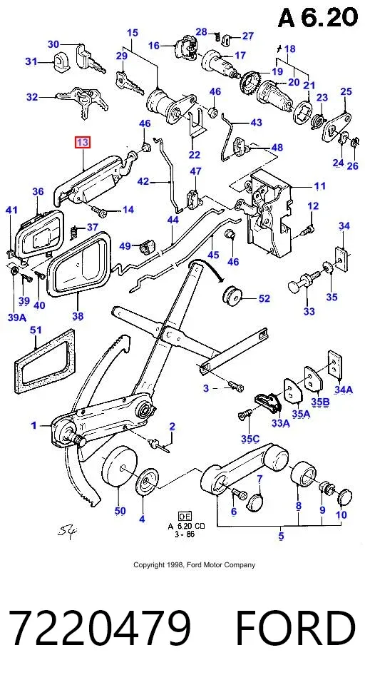 Ручка двери правой наружная передняя/задняя 7220479 Ford