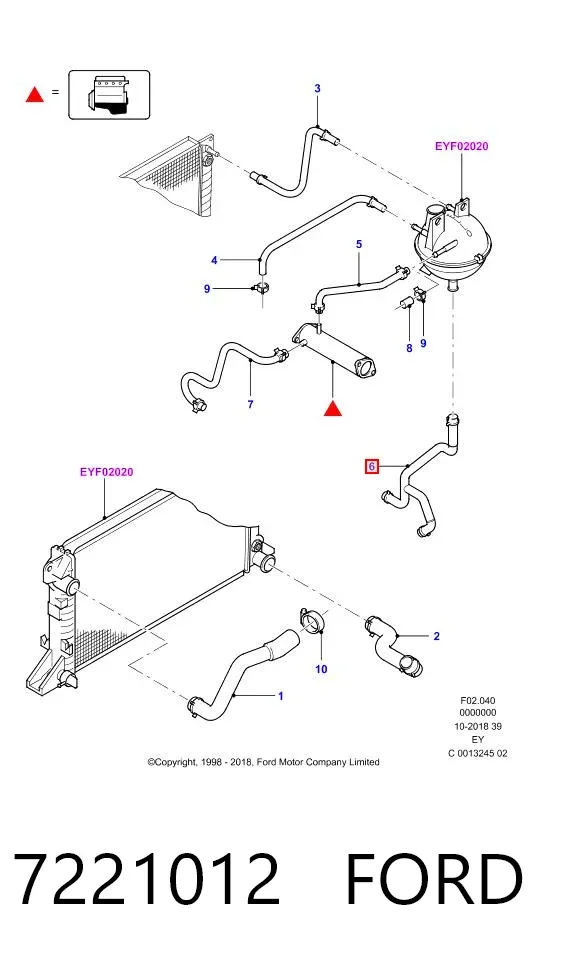Шланг расширительного бачка нижний 7221012 Ford