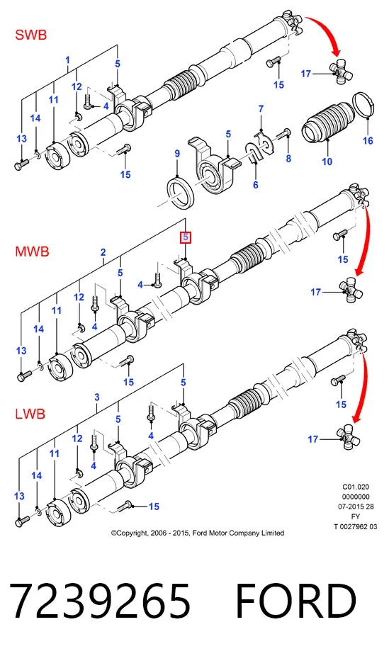 Подвесной подшипник карданного вала 7239265 Ford