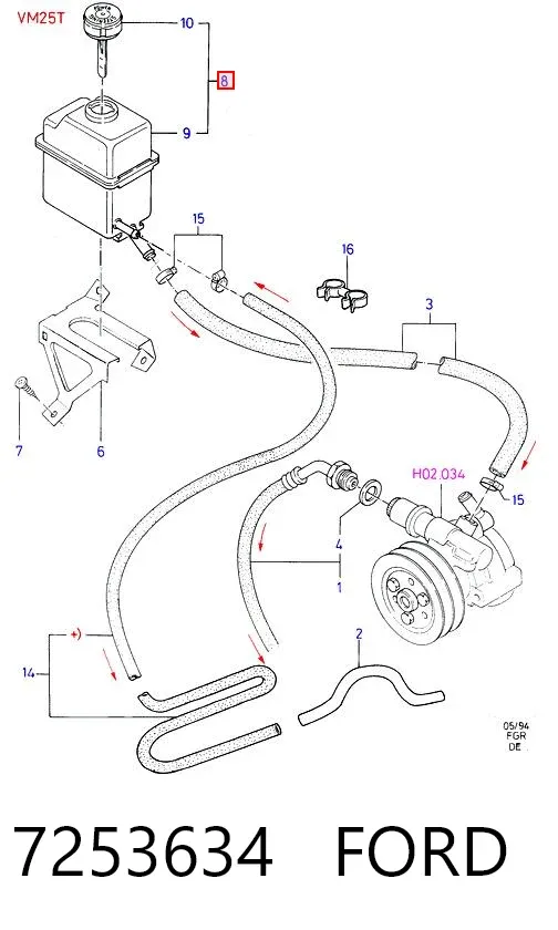 Бачок ГУР 7253634 Ford