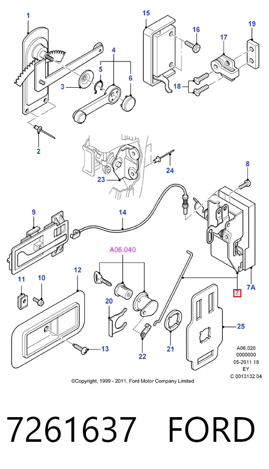 Замок водительской двери 7261637 Ford
