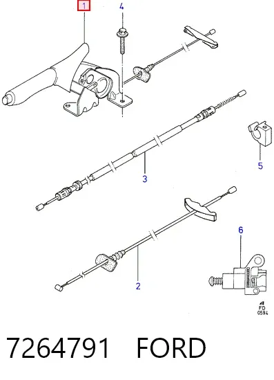 Рычаг ручного тормоза 7264791 Ford