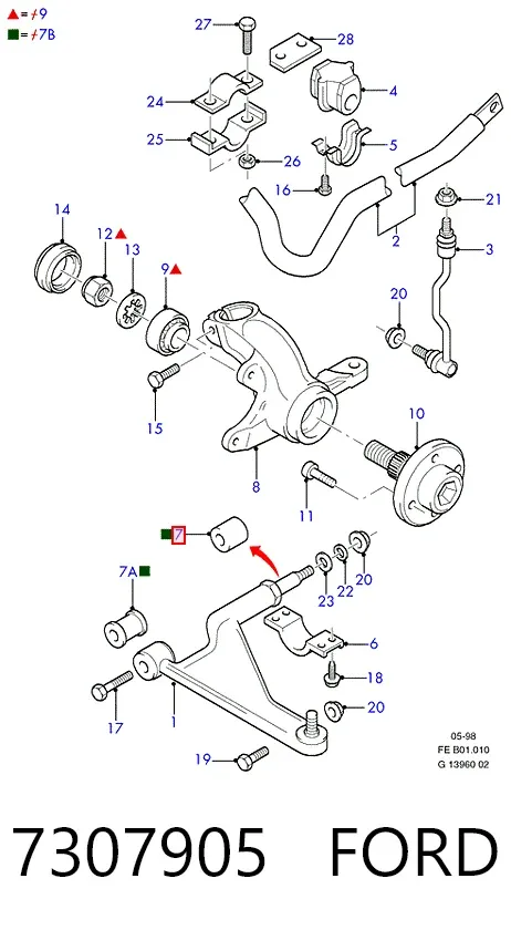 Сайлентблок переднего рычага 7307905 Ford