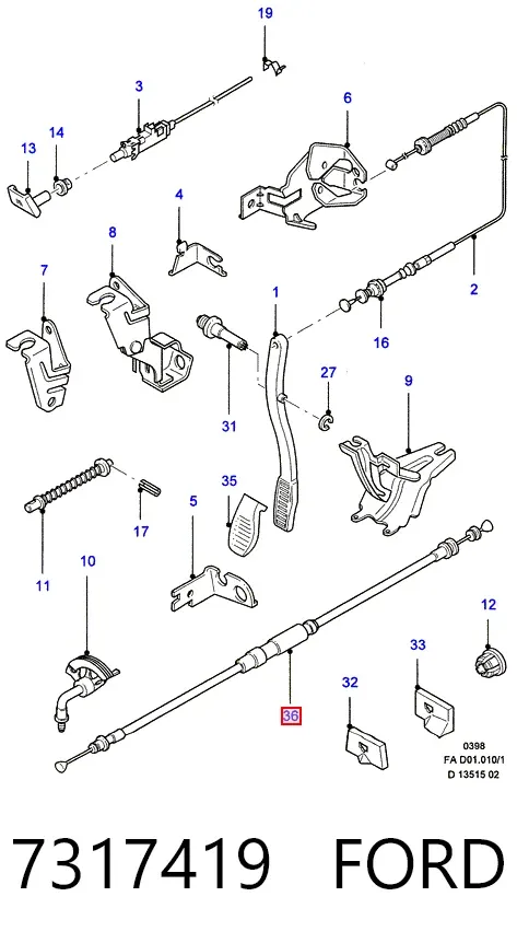 Трос газа 7317419 Ford