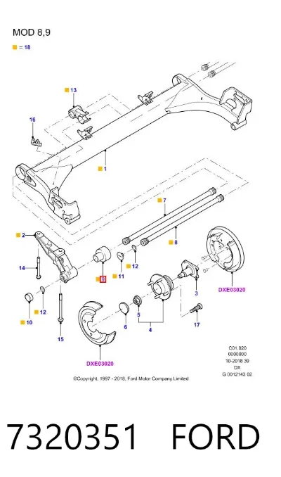 Сайлентблок торсиона FORD 7320351