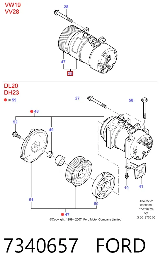 Компрессор кондиционера 7340657 Ford