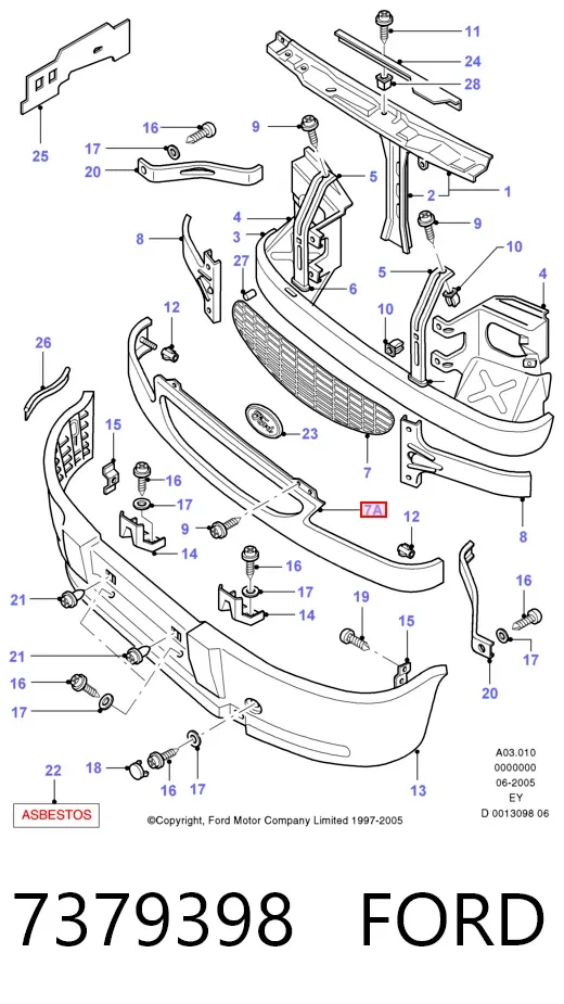 Решетка радиатора 7379398 Ford
