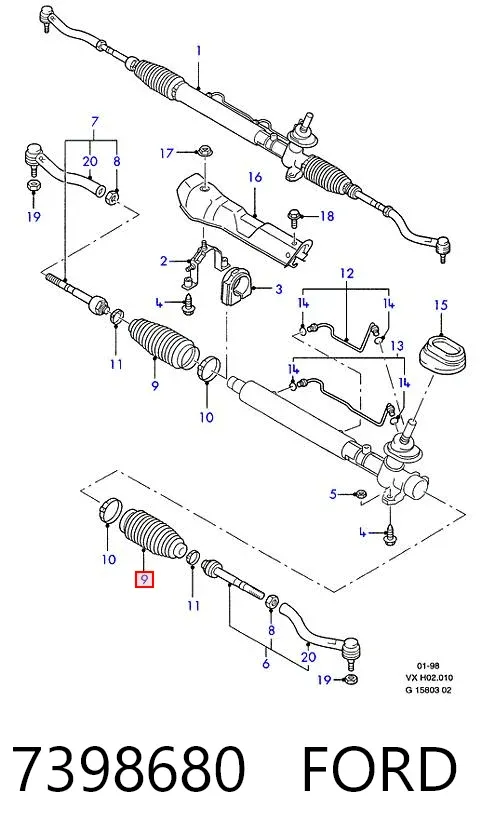 Пыльник рулевой рейки 7398680 Ford