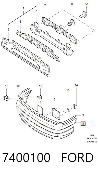 Задний бампер 7400100 Ford