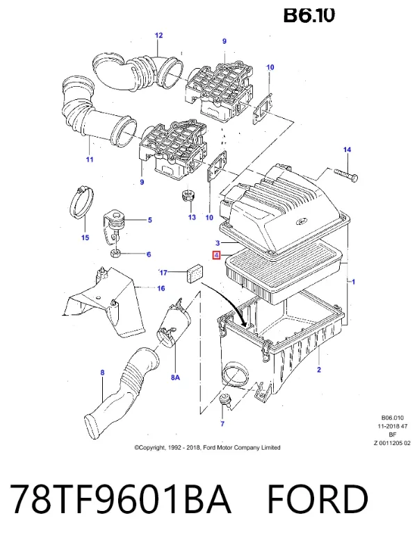 Воздушный фильтр 78TF9601BA Ford