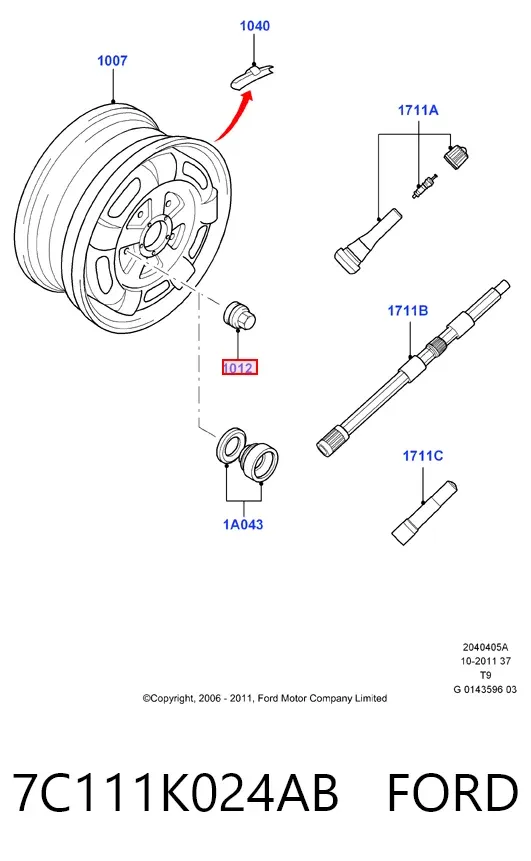 Гайки колесные 7C111K024AB Ford