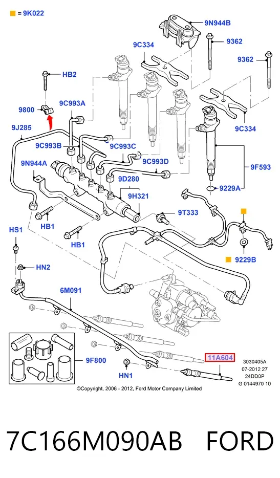 Свечи накала 7C166M090AB Ford