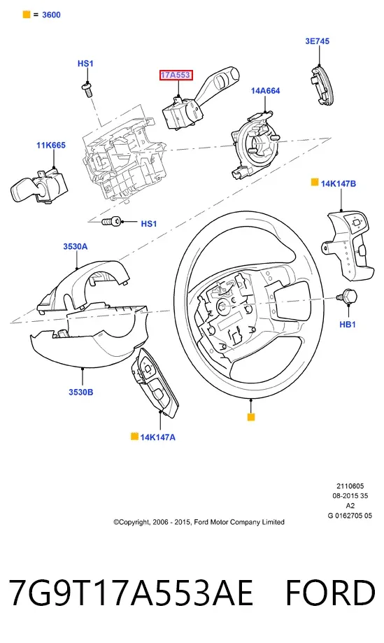 Правый подрулевой переключатель 7G9T17A553AE Ford