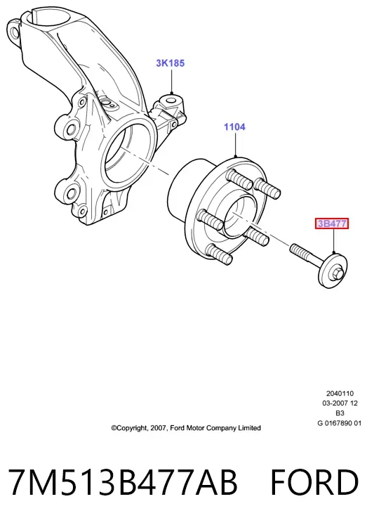 Болт ступицы 7M513B477AB Ford