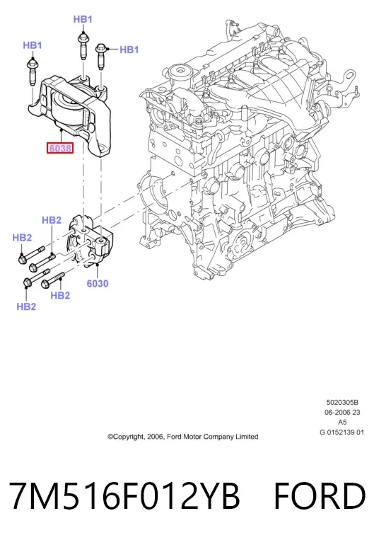 Правая подушка двигателя 7M516F012YB Ford