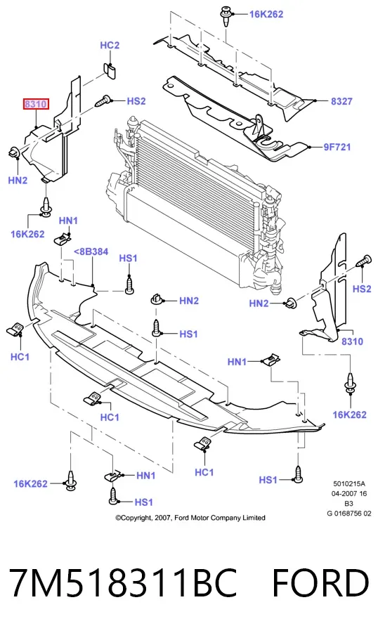 Левый дефлектор радиатора 7M518311BC Ford