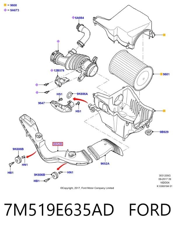 Воздухозаборник воздушного фильтра 7M519E635AD Ford