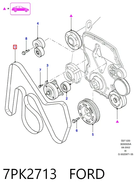 Ремень генератора 7PK2713 Ford