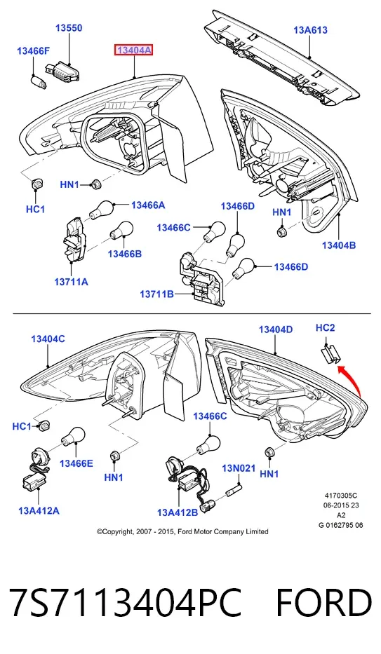 Фонарь задний правый внешний 7S7113404PC Ford