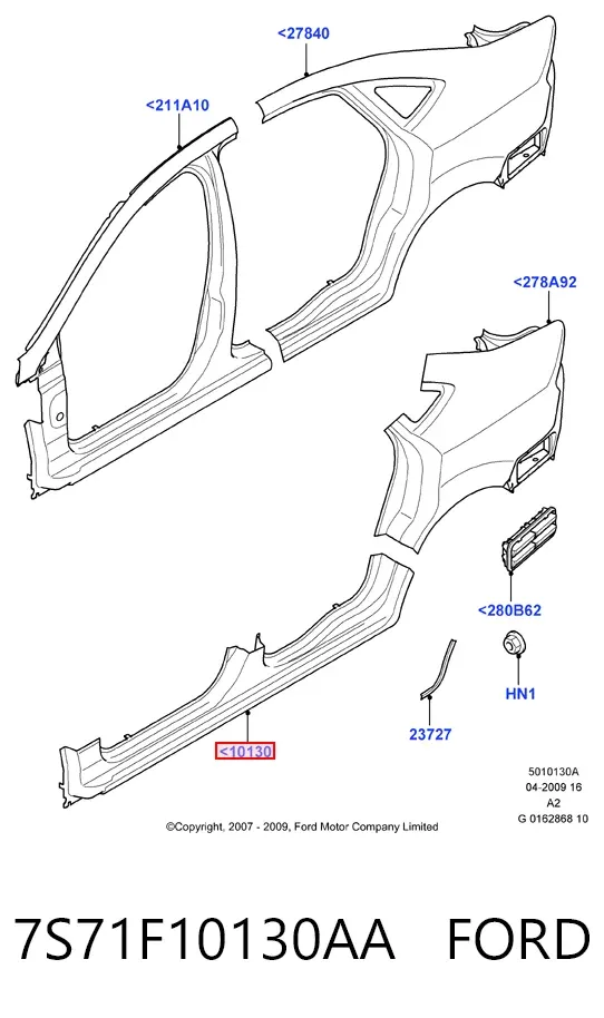 Порог внешний правый 7S71F10130AA Ford