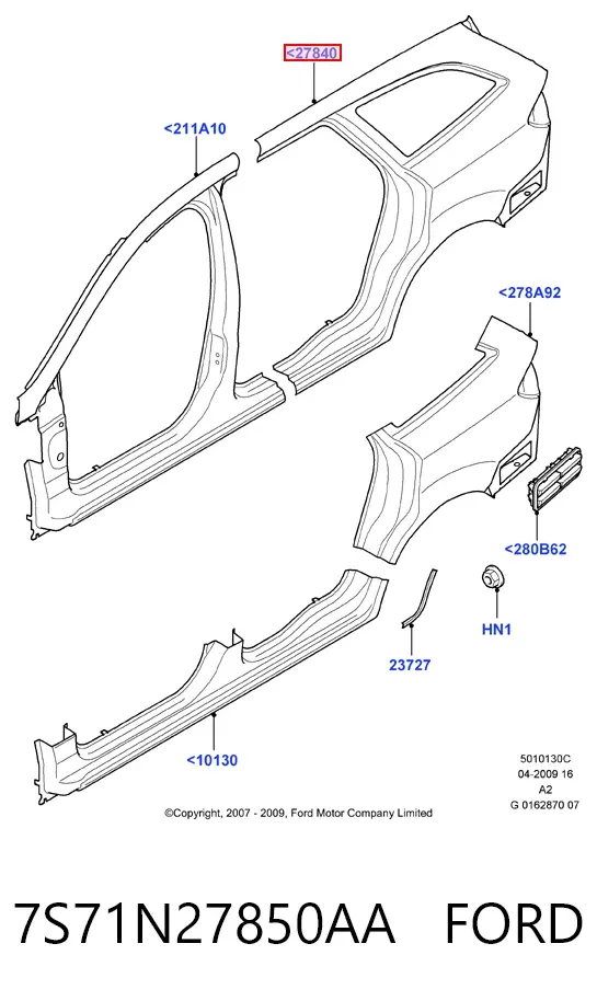 Крыло заднее правое 7S71N27850AA Ford