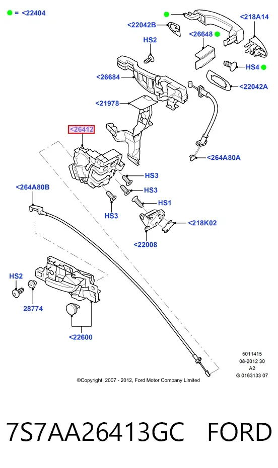 Замок двери задней левой 7S7AA26413GC Ford