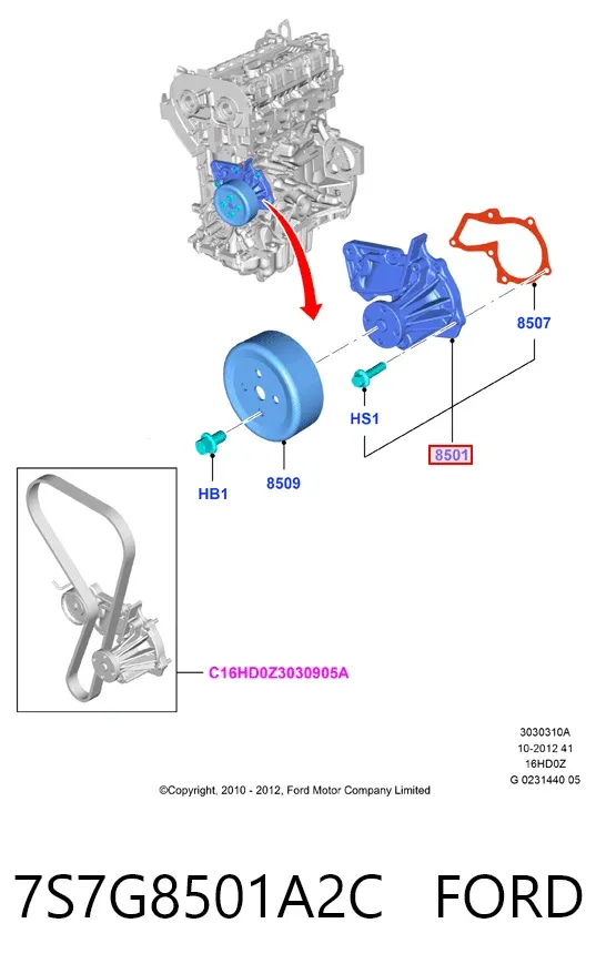 Помпа 7S7G8501A2C Ford