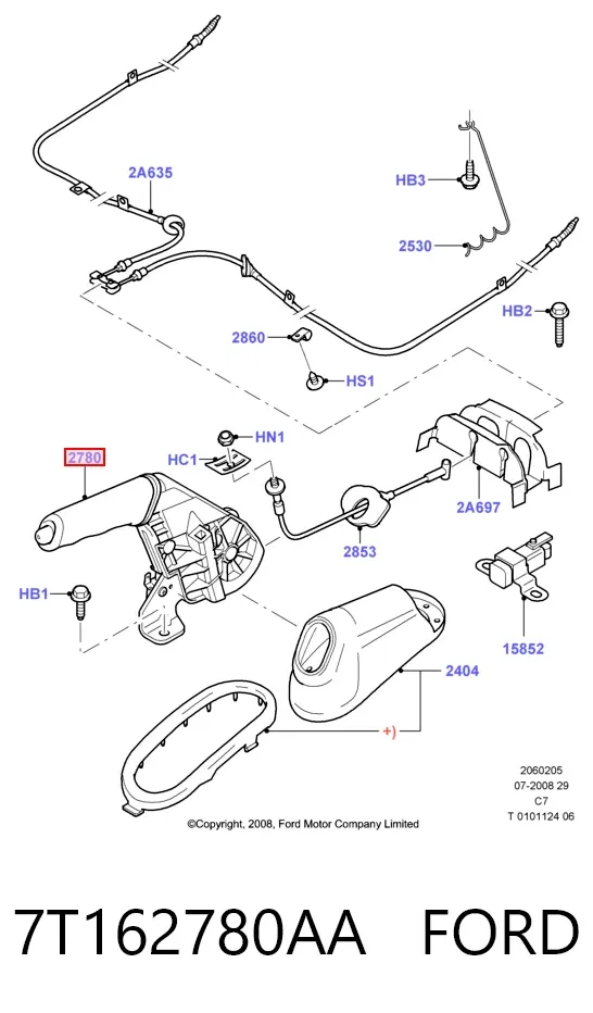 Рычаг ручного тормоза 7T162780AA Ford
