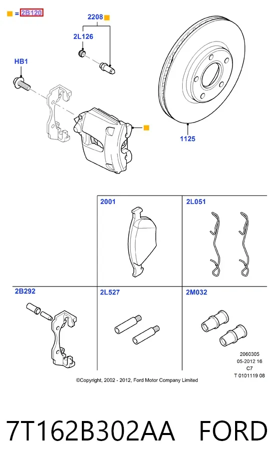 Суппорт тормозной передний левый 7T162B302AA Ford
