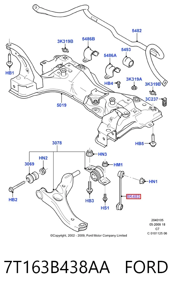 Стойка переднего стабилизатора 7T163B438AA Ford
