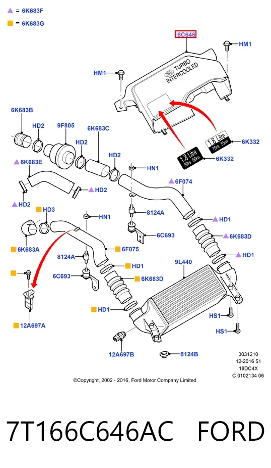 Воздуховод (дефлектор) радиатора интеркуллера 7T166C646AC Ford
