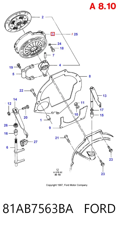 Корзина сцепления 81AB7563BA Ford