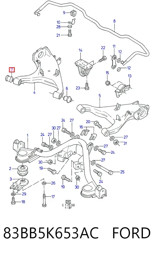 Сайлентблок заднего продольного рычага 83BB5K653AC Ford