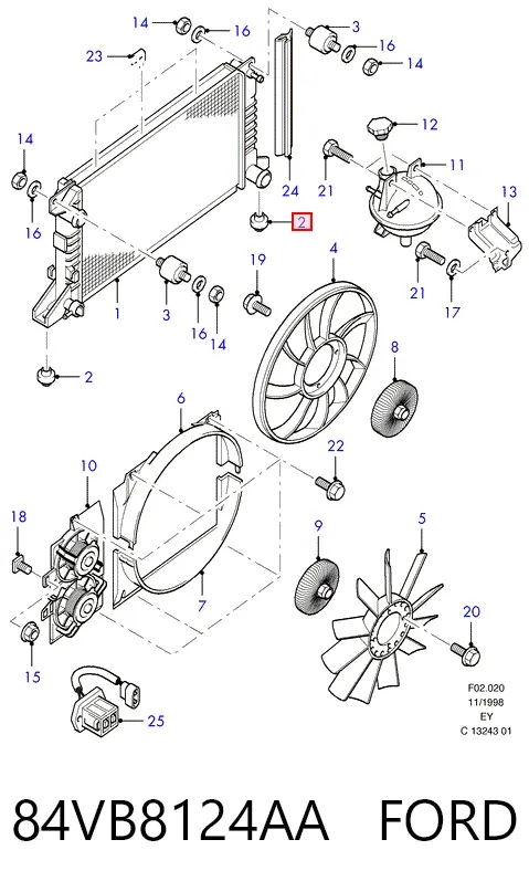 Кронштейн радиатора нижний 84VB8124AA Ford