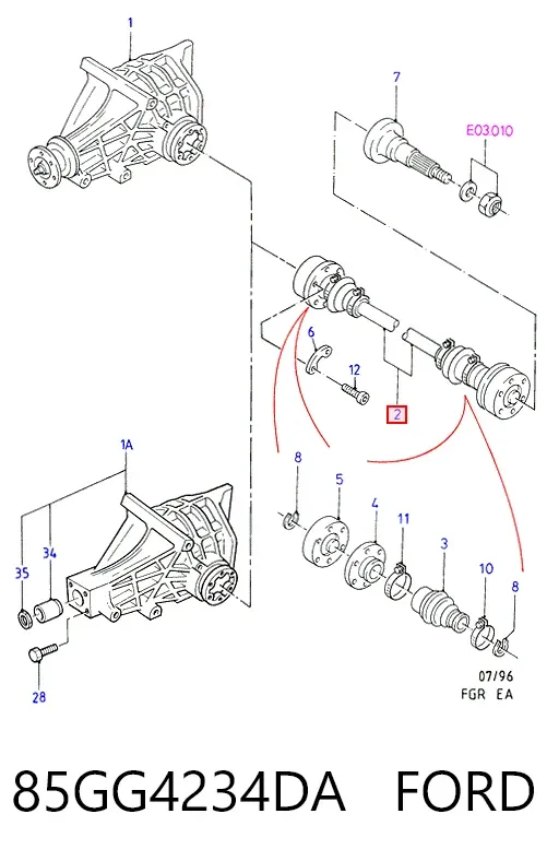 Полуось задняя левая 85GG4234DA Ford