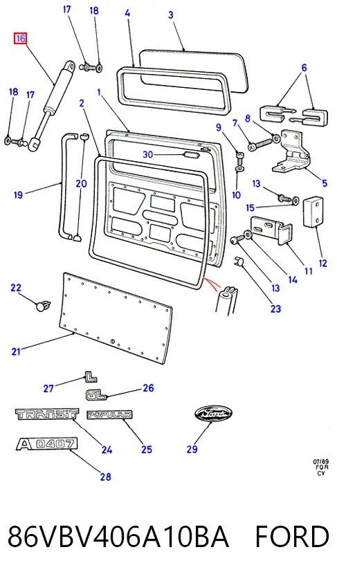 Амортизатор багажника 86VBV406A10BA Ford