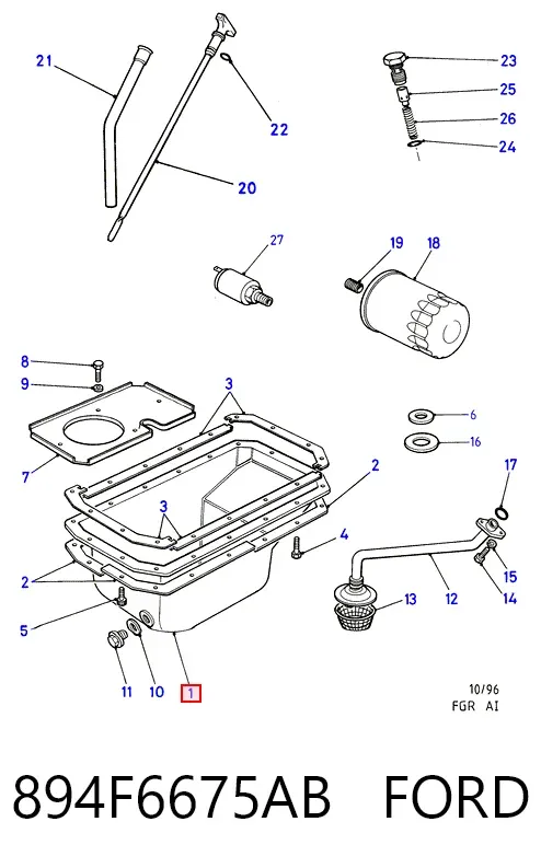 Поддон двигателя 894F6675AB Ford