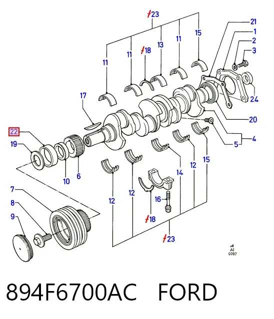Сальник коленвала 894F6700AC Ford