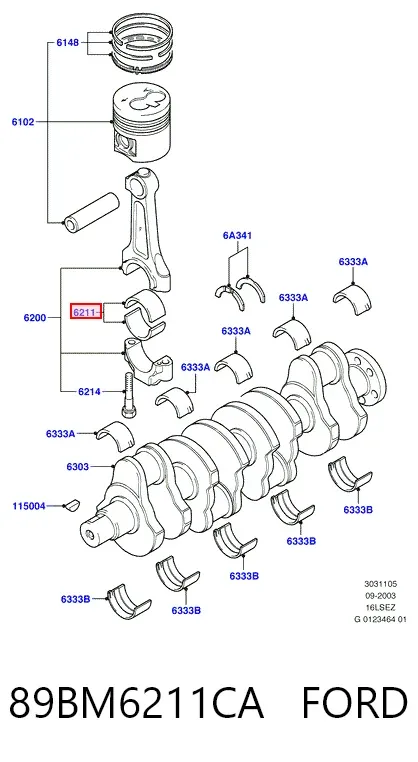 Вкладыши шатунные, 1-й ремонт 89BM6211CA Ford