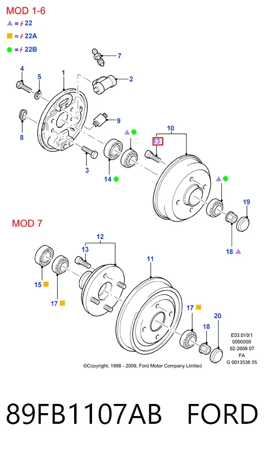Колесный болт задний 89FB1107AB Ford