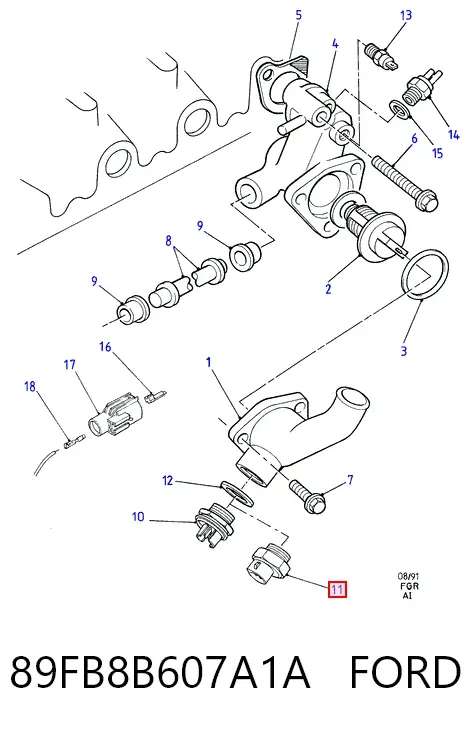 Датчик включения вентилятора 89FB8B607A1A Ford
