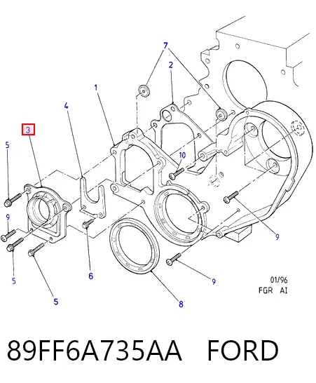 Сальник промежуточного вала 89FF6A735AA Ford
