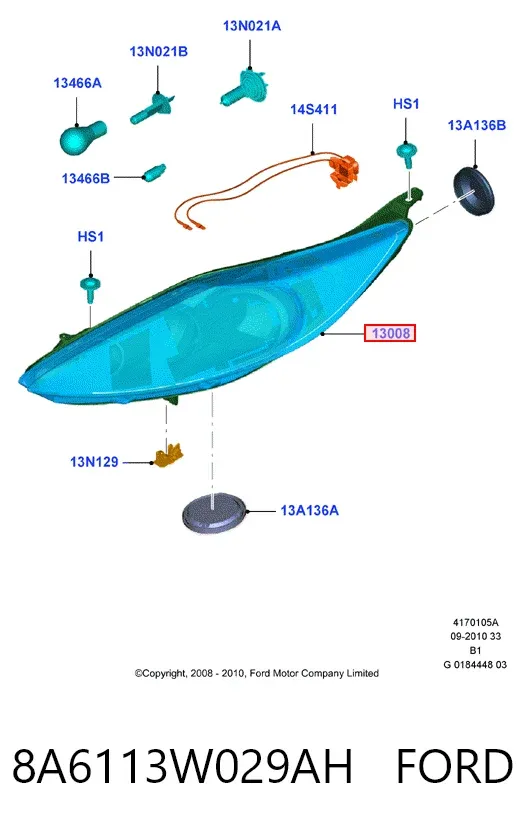Правая фара 8A6113W029AH Ford